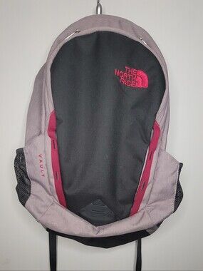 The North Face Vault Backpack - Mauve Body with Black Front and Pink Accents